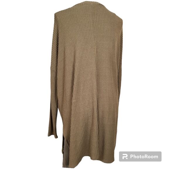 ZENANA Size Small Dark Green Cozy Brushed Oversized Thermal Waffle Knit Sweater - Picture 4 of 11